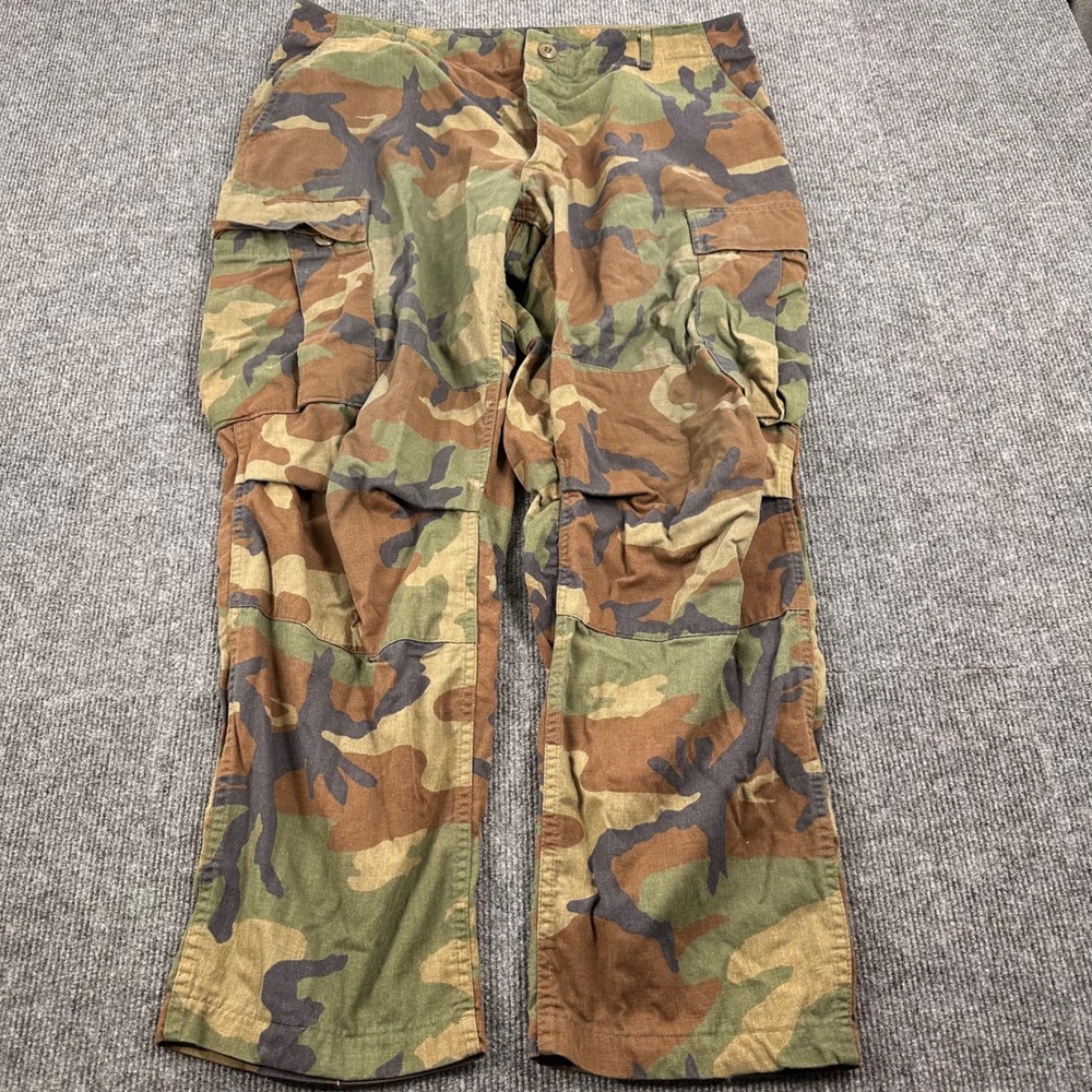 Vintage US Army Military M65 Cargo Trousers Large Woodland Camouflage BDU Combat
